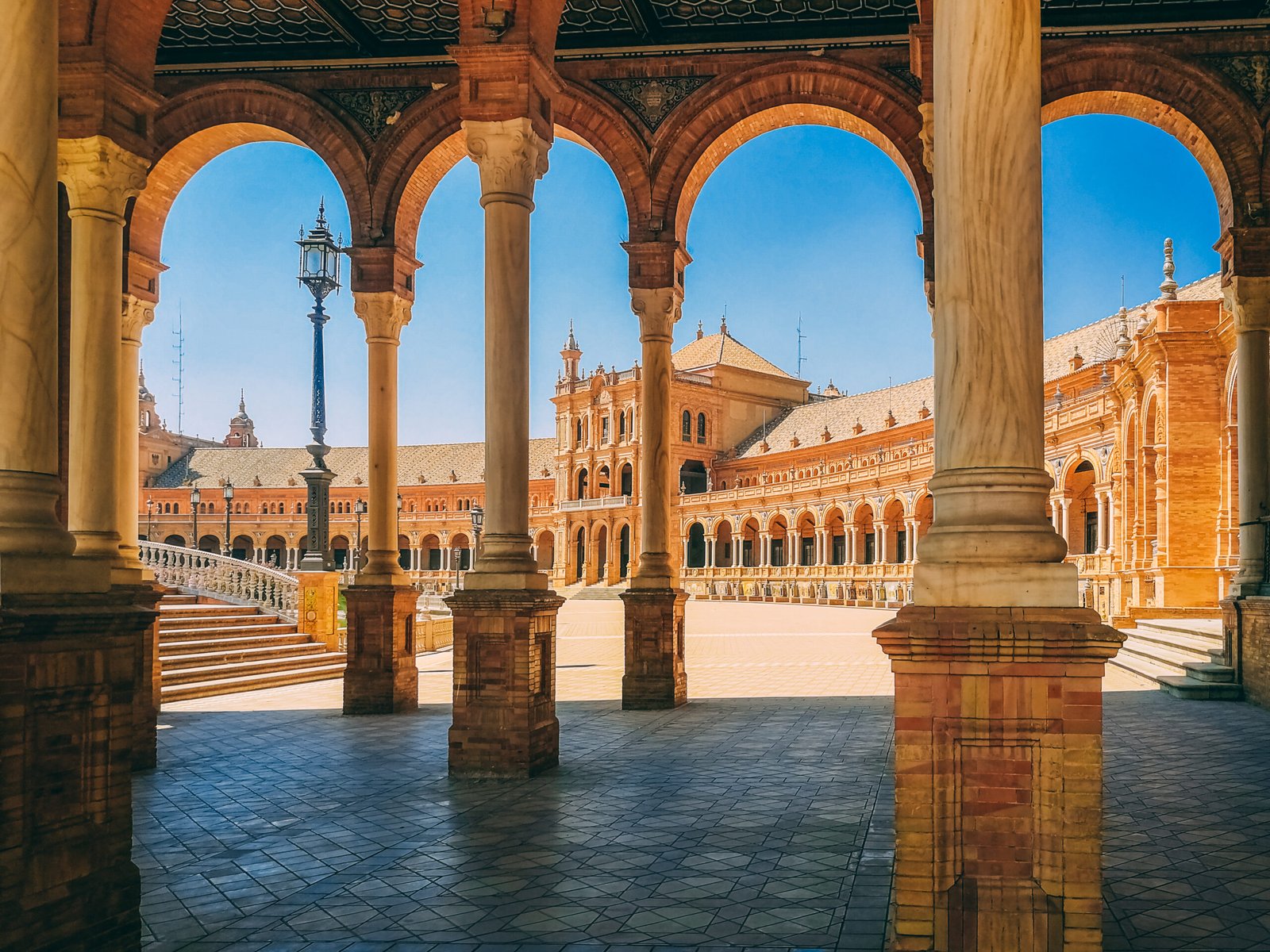Hermosa vista de la Plaza de España en Sevilla en España